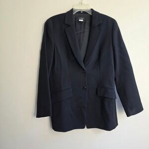 J.Crew Y2K VTG Women Black 100% Wool Blazer Jacket Made in Japan Size P12 Petite